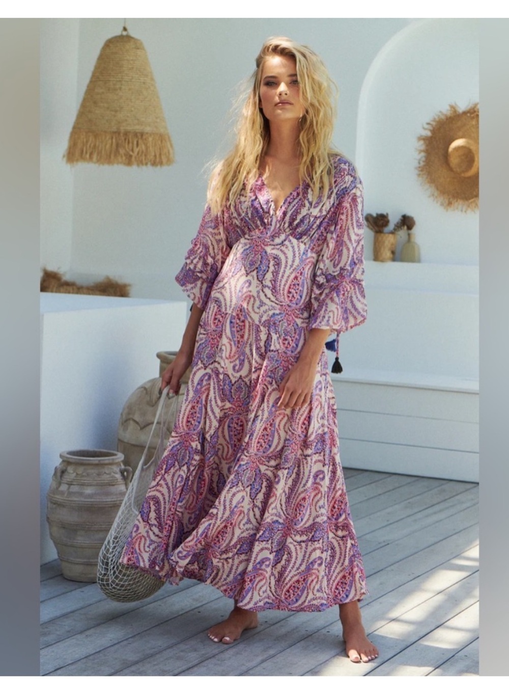 Free People Mirage Boho Maxi Dress In Purple Paisley